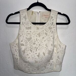 Rebecca Taylor Cream Lace Crop Top